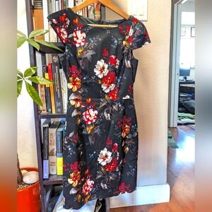 Black floral cocktail dress